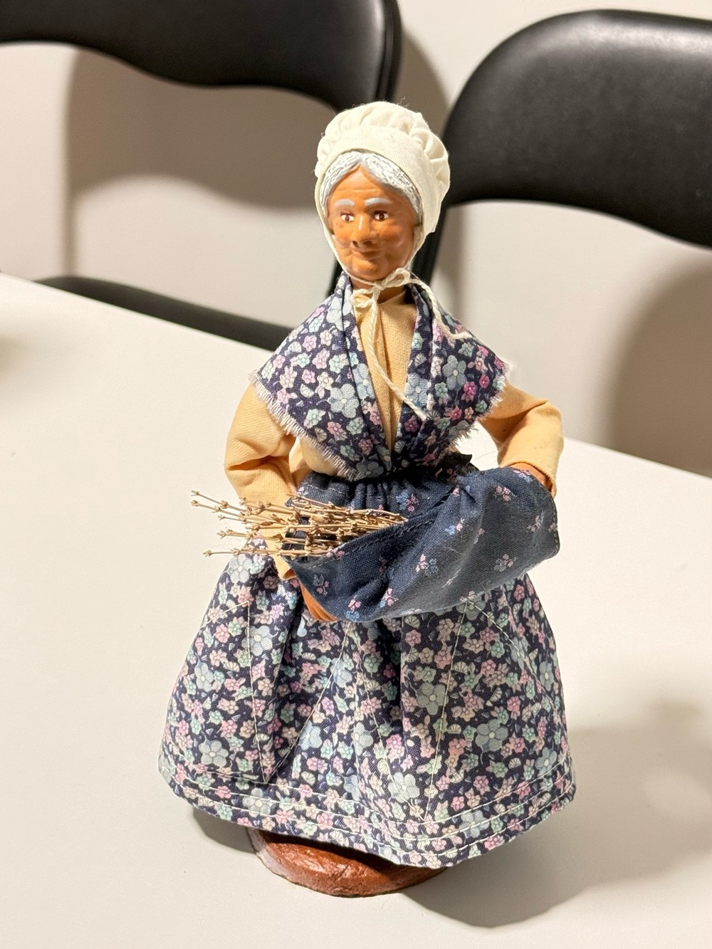 Vintage M. Decoret Santon de Provence Doll - French Folk Art Lavender Seller